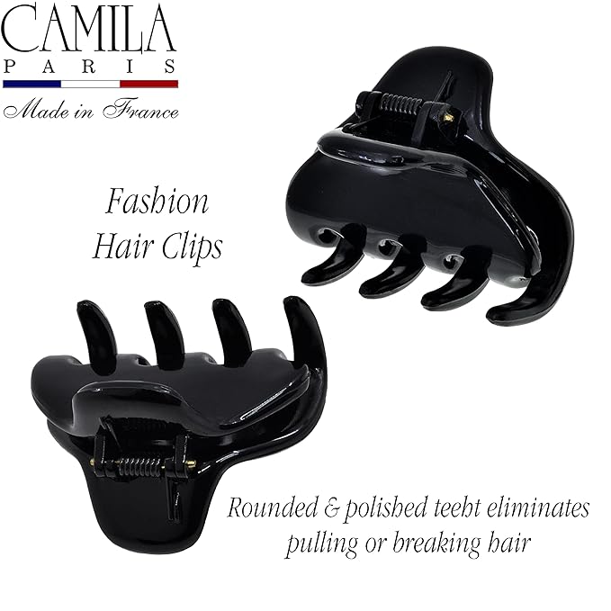 Camila Paris CP3642 French Hair Clip for Women, Small 1 inch Set of 2 Girls Hair Claw Clips Jaw Fashion Durable and Styling Hair Accessories for Women, Strong Hold No Slip Grip, Made in France