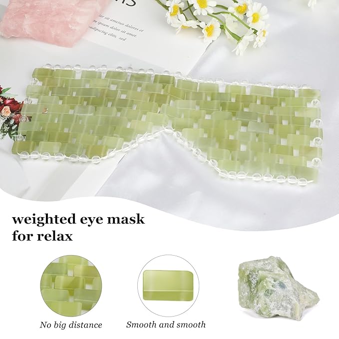 LazyGa Jade Eye Mask, Facial Cooling Mask with 100% Real Jade for Hot & Cold Therapy to Reduce Wrinkles, Puffiness, Migraines, and Anti-Aging