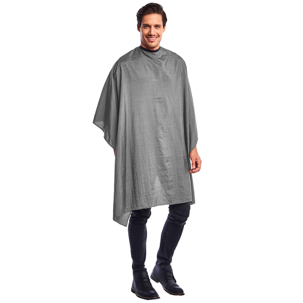 Betty Dain Lightweight Crinkle Nylon Hair Cutting/Styling Cape, Water Resistant, Ultra Lightweight Crinkle Antron Nylon, Repels Hair, Neck Snap Closure, Generous 54 x 60 Inch Size, Silver