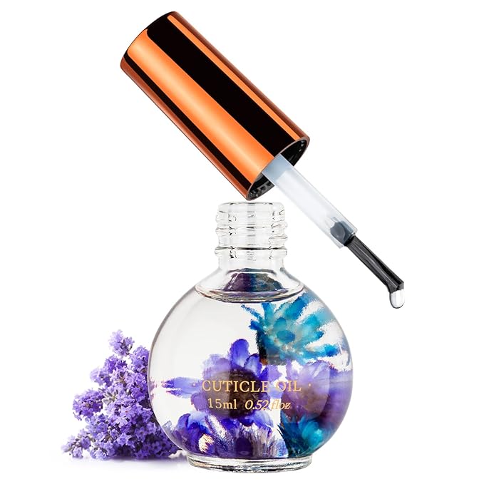 Cuticle Oil, Lavender Cuticle Nail Oil Infused with Real Flowers 15ml