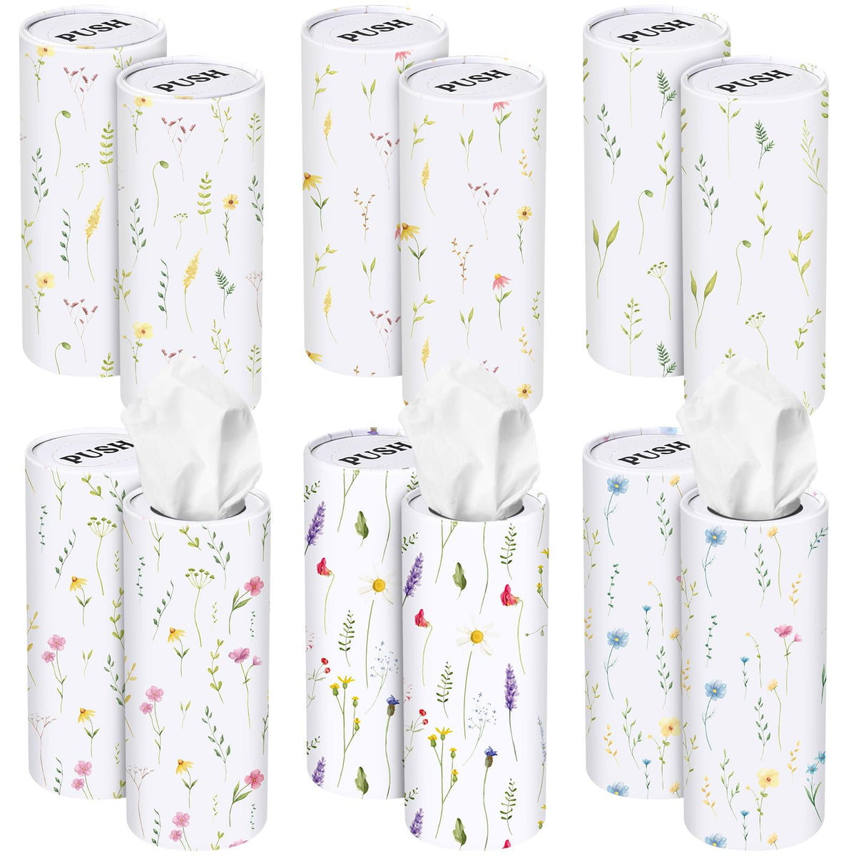 Outus 12 Pack Floral Car Tissue Holders, 3 Ply Tissues for Cup Holders