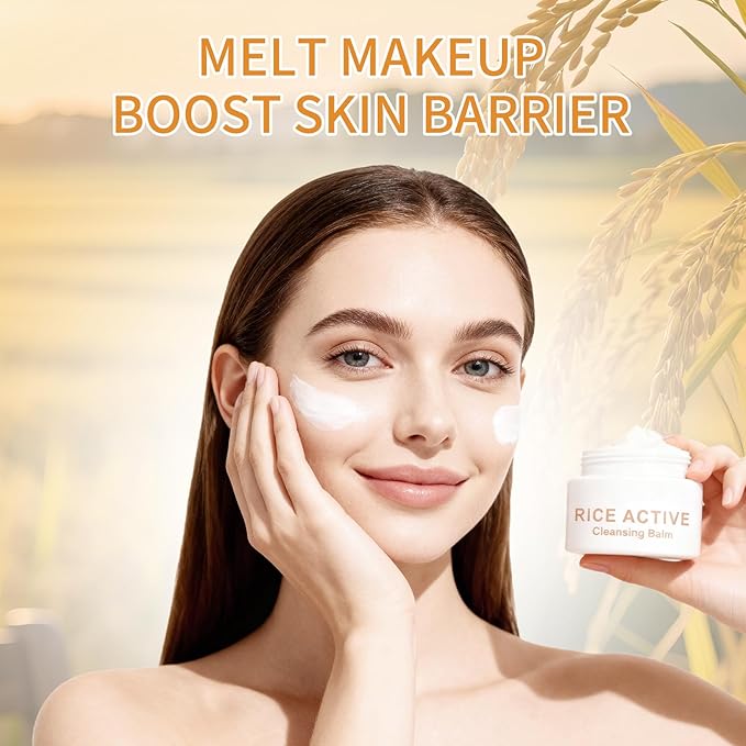 OUPEICHARM Makeup Remover Cleansing Balm, Deep Cleansing Remover Melting Balm, Hydrating Facial Cleanser with Rice, Melt Stubborn Waterproof Make Up, Mascara, Lips, Face, Eye Liner - Vegan Skincare