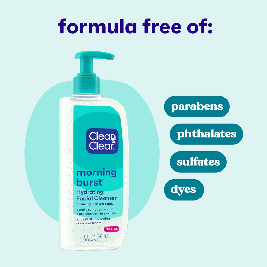 Clean & Clear Morning Burst Hydrating Facial Cleanser with BHA, 8 fl oz