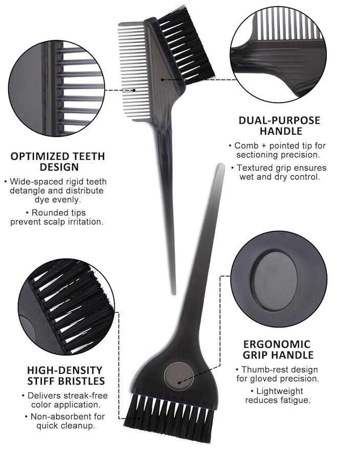 YOOVR 19PCS Hair Bleach Highlighting Kit with Hair Dye Brush and Bowl Set Color Whisk, Highlight Frosting Cap with Hook, Gloves Capes, Home Use Salon Tools for Hair Bleaching Coloring Dying (Black)