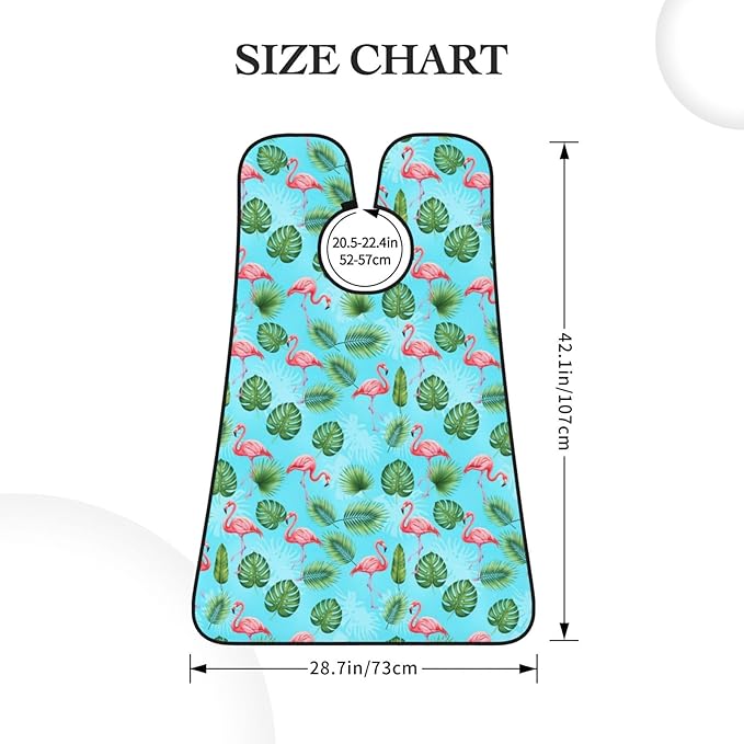 Non-Stick Beard Bib for Shaving, Mint Green Palm Banana Leaves Lovely Exotic Bird Pink Flamingo Shave Bib, Waterproof Hair Catcher with Suction Cups, Grooming Apron Men Husband