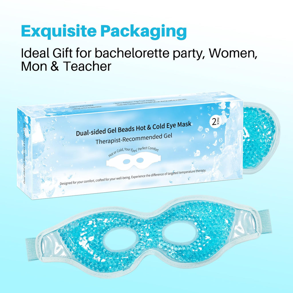 Permotary Cooling Eye Mask with Gel Bead 2 Pack Gel Eye Mask Cold Eye Mask for Relaxtion,Puffy Eyes Reusable Cold & Warm Compress for Puffiness,Dry Eyes,Headaches,Migraines,Stress Relief,Post Surgery