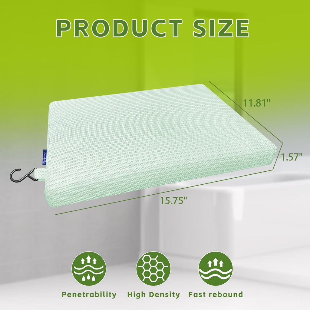 Gooo&Ma Shower Cushion, Non-Slip Air Fiber Bath Pad, Green