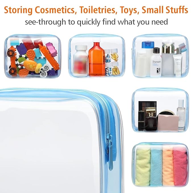 PACKISM TSA Approved Toiletry Bag - Clear Makeup Bag, Black Blue White