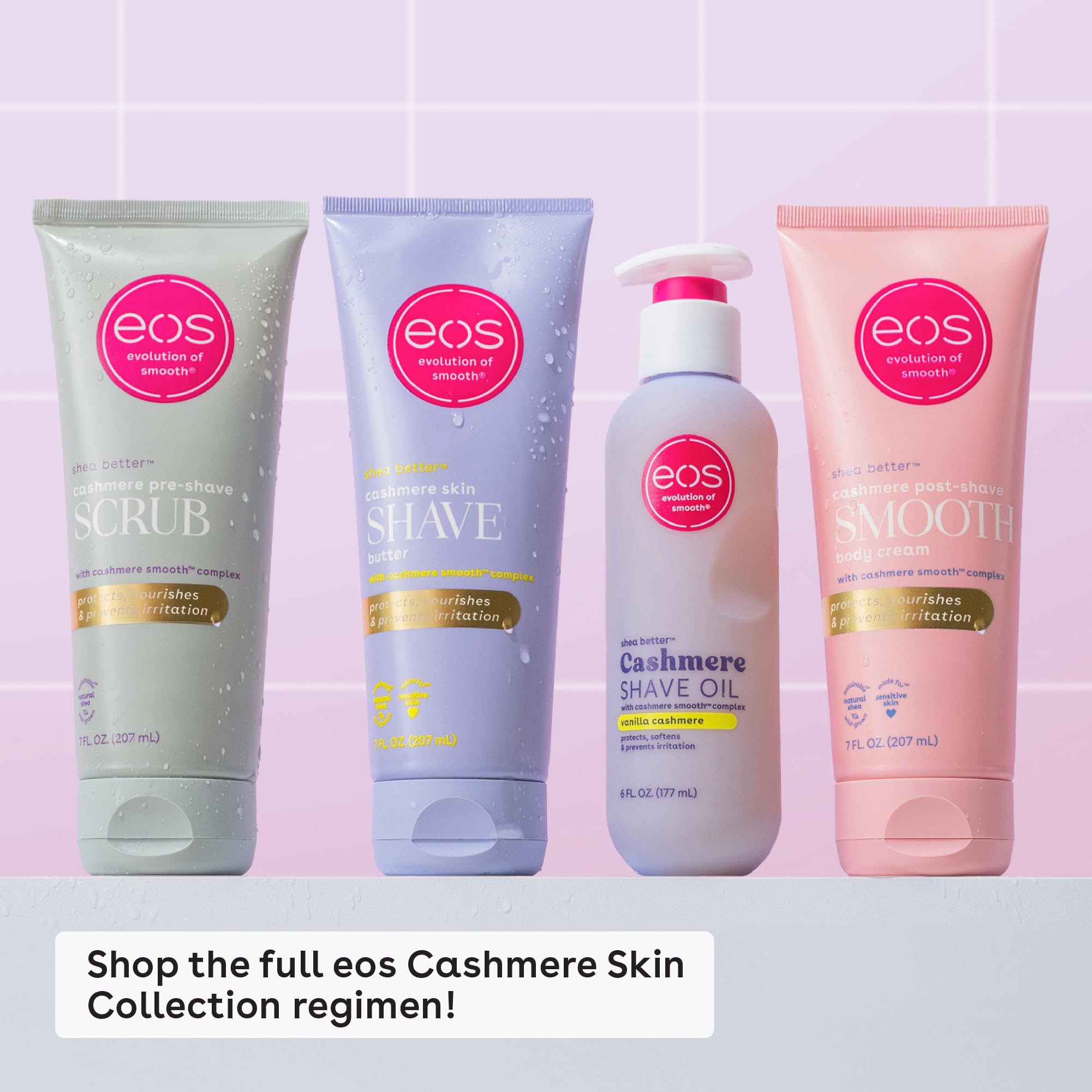 eos Cashmere Skin Collection Post-Shave Smooth Body Cream- Vanilla Cashmere, 72-Hour Hydration, Nourishing, Body Care, Shea Butter, 7 fl oz