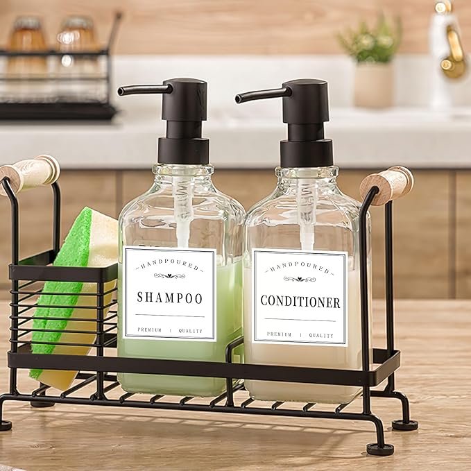 HVSWLY 12PCS Bathroom Labels for Bottles,Minimalist Bathroom Organization Labels,Waterproof Bottle Labels for Shampoo Conditioner Body Wash(White)