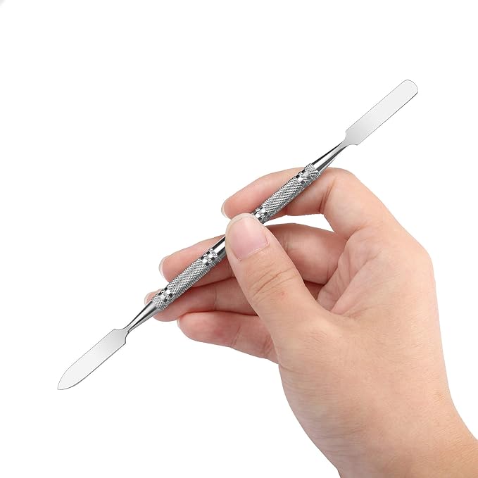 Wismee 5Pcs Makeup Spatula tool metal Set Professional Beauty Stainless Steel Cosmetics Mixer Long Metal Spatula Depotting Mixing Tool (#2)