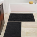 SHACOS Super Soft Black Bathroom Rugs Set of 2 Pieces 32 x 20 inch Microfiber Non Slip Washable Bath Mats Absorbent Bathroom Floor Mats Bath Rugs Carpet for Shower Bath Tub