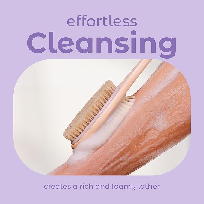 MainBasics Back Scrubber Shower Brush with Soft and Stiff Bristles