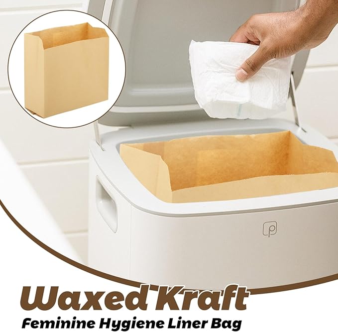 300 PCS Feminine Hygiene Liner Bags, 8.1'' x 7.5'' x 3.5'' Waxed Sanitary Napkin Disposal Bag, Waste Receptacle Paper Liners, Feminine Hygiene Bag for Bathroom, Commercial, Personal Restroom