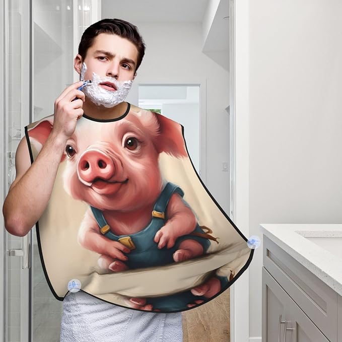 Pinks Cherry Blossoms Print Beard Bib Shaving Apron, Beard Hair Trimming Cape Gift For Dad