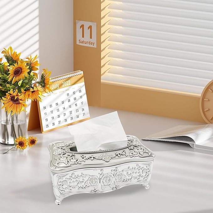 Geesatis Tissue Box Cover, Rectangle Tissue Box Holder,9''x4.9''x3.7''