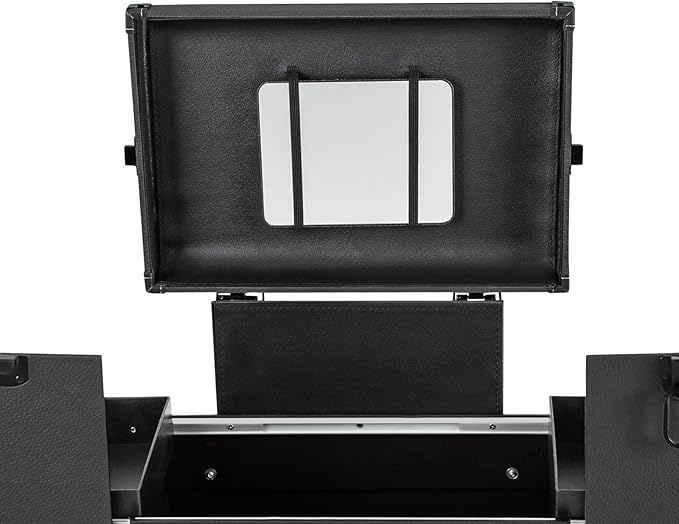 Rolling Makeup Train Case with Wheels and Mirror, Lockable Portable Cosmetic Organizer Trolley, Large Make up Cosmetic Orgainzer, Pro Makeup Artists Multifunction Cosmetics Trolley Train Case (Black)