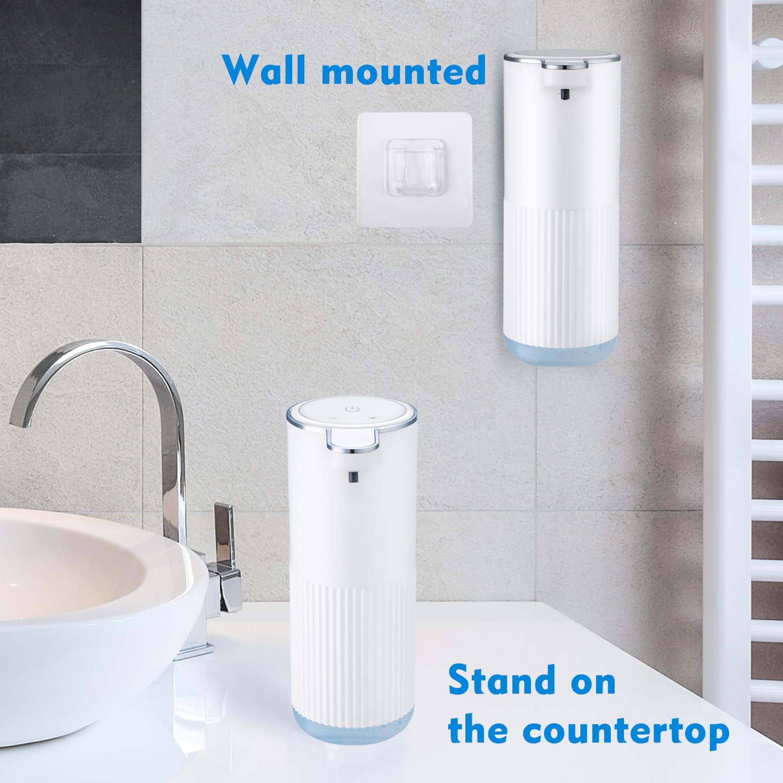XINKORA 2 Pack Automatic Soap Dispenser Touchless, Rechargeable Foaming Hand Soap Dispenser, 4-Level Adjustable Foam for Bathroom Countertop, Electric (White)
