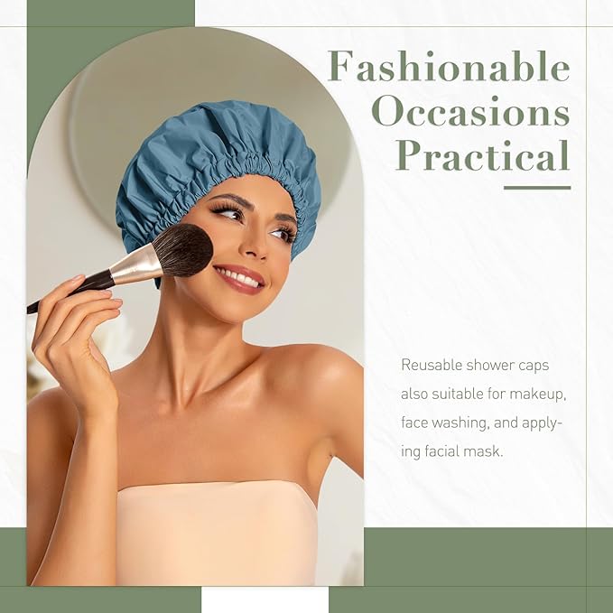 Edoneery Reusable Shower Caps for Women, Waterproof Long Hair Bonnet