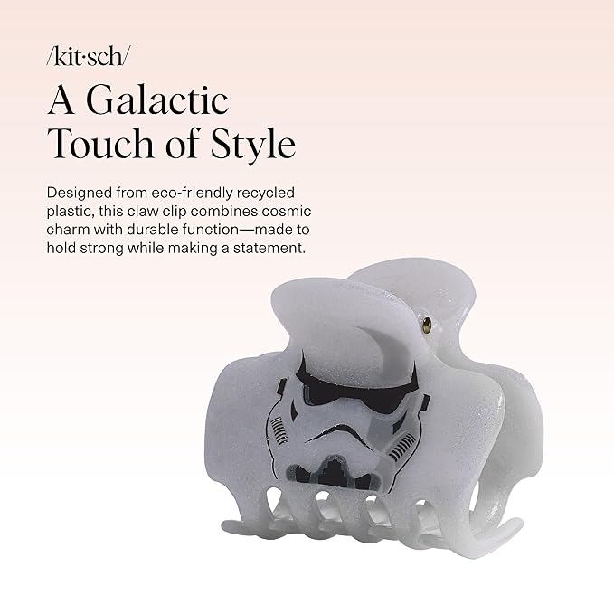 Kitsch x Star Wars Stormtrooper Glitter Medium Hair Clip for Women – Iconic Galaxy-Inspired Claw Clip | Recycled Plastic, Strong Secure Grip | Hair Accessories for Girls