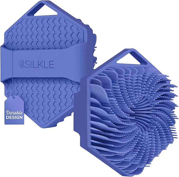 Silicone Body Scrubber – Gentle Exfoliating Shower Scrubber for Body & Bath, Silicone Shower Brush & Loofah Alternative – Non-Slip Silicone Body Brush, Quick Dry, Hygienic - Blue