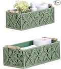Nonam Macrame Storage Baskets, Boho Decor Style Woven Storage Boxes for Home Organization, Toilet Tank Shelf Cabinet Organizer Baskets,Set of 2,Green