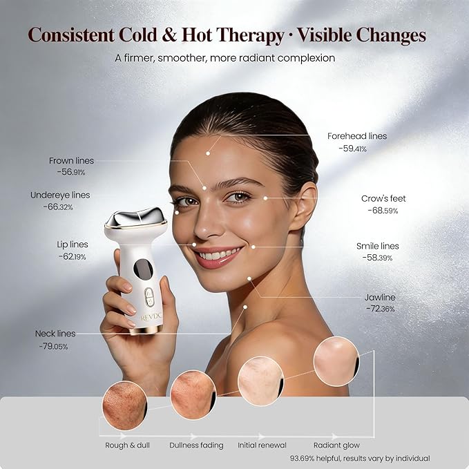 RFVDC Cold Heated Electric Gua Sha, Facial Neck Lymphatic Drainage Sculpting Tool, Cooling Depuffing Wand for Puffy Face, 7-in-1 LED Red Light Face Massager for Lifting, Contouring, Firming
