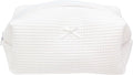 PAZIMIIK Cozy Makeup Bag for Women,Zipper Cosmetic Pouch,Waffle White