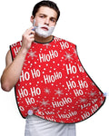 Stretchable Beard Cape, Non-Stick Hair Catcher for Trimming, Waterproof Grooming Apron, Santa Claus Laugh Snowflake Christmas Red