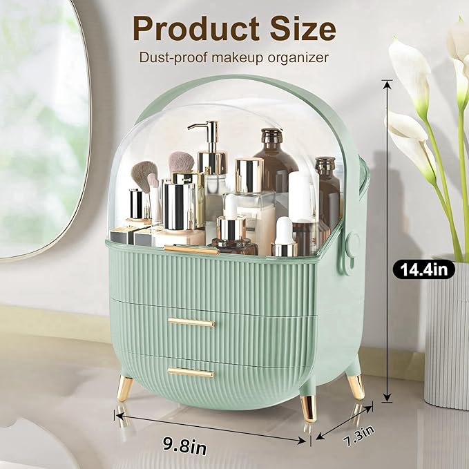 XAIODRAGONSKY Egg Makeup Organizer, Egg Shape(Oval) Makeup Storage Box Countertop Portable Vanity Cosmetics Organizer