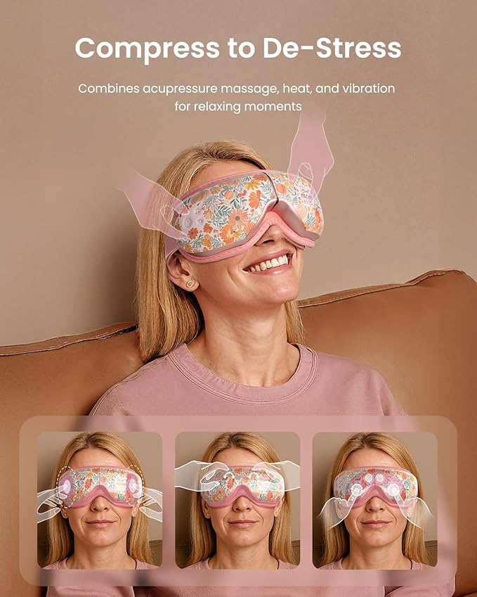 RENPHO Eyeris 1 Eye Massager with Heat, Perfect Relaxation & Birthday Gifts for Women, Wife, Mom, Massaging Eye Mask for Eye Care, Dry Eyes & Head Tension