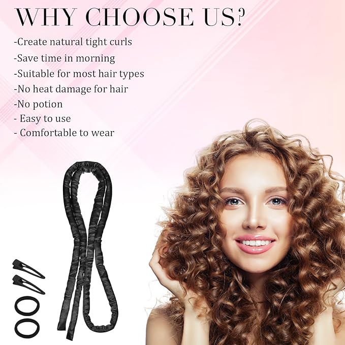 AOZUO Heatless Curling Rod Headband, Heatless Hair Curler Heatless Curls Overnight for Short Long Hair No Heat Overnight Curls with Thin Curlers to Sleep In for Short Hair (Black)