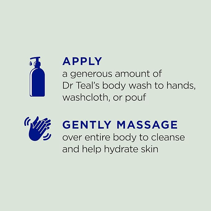 Dr Teal's Body Wash with Pure Epsom Salt, Relax & Relief with Eucalyptus & Spearmint, 24 fl oz (Pack of 2)