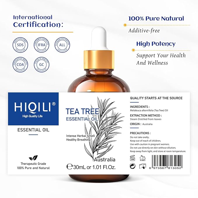HIQILI Tea Tree Oil for Skin, Toenail, Hair