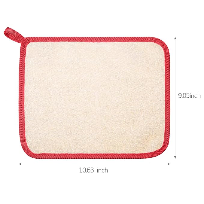Tatuo 5 Pcs Exfoliating Face and Body Wash Cloths Towel Weave Bath Exfoliating Scrub Massage Bath Cloth for Women and Men, 10.23 x 8.66 Inch(Red Edge)