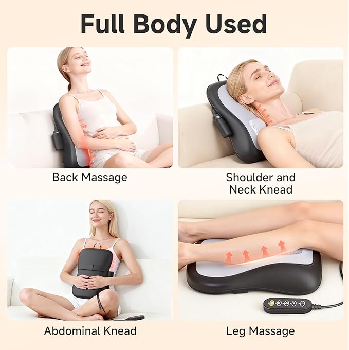 Zorynae Shiatsu Back and Neck Massager for Pain Relief Deep Tissue, Up and Down Rolling Back Massager with Heat, 3D Kneading Massage for Office Home, Birthday Gifts for Women Men Mom Dad