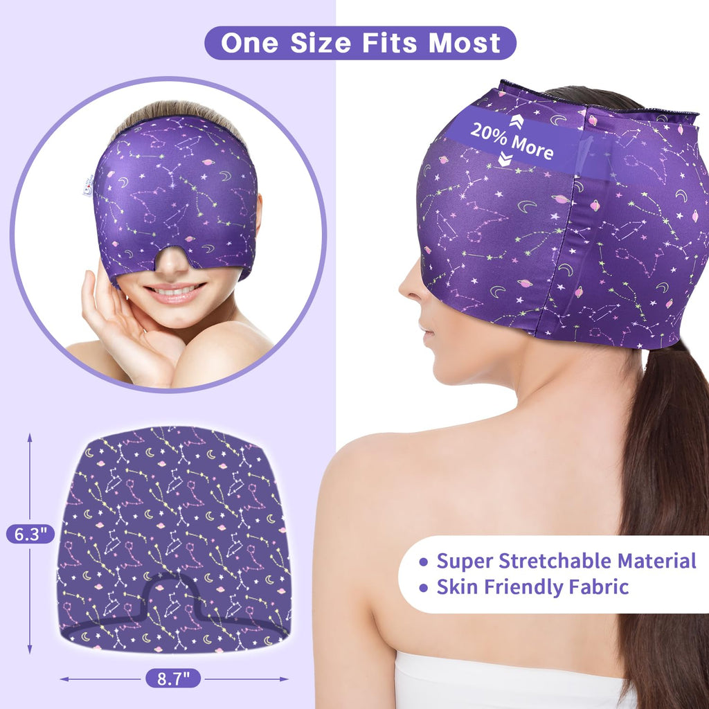 my novel things Migraine Relief Cap, Gel Cooling Headache Mask 2PK