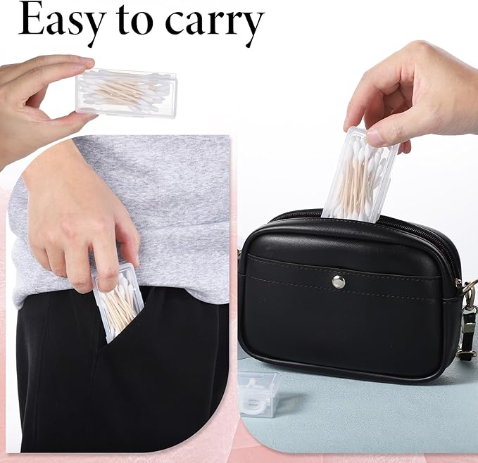 2 Pcs Portable Travel Cotton Swab Holder, Small Dental Floss Picks Case