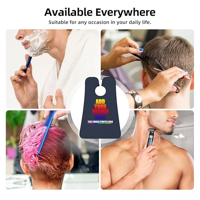 Custom Beard Bibs Apron Personalized Beard Hair Catcher Add Photo Picture Text Waterproof Beard Shave Cape for Shaving Trimming for Birthday Father's Day Gifts Navy Blue