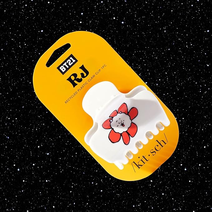 Kitsch BT21 Recycled Plastic Puffy Medium Hair Clips for Women, Medium Claw Clip for Thin & Thick Hair - RJ, 1pc