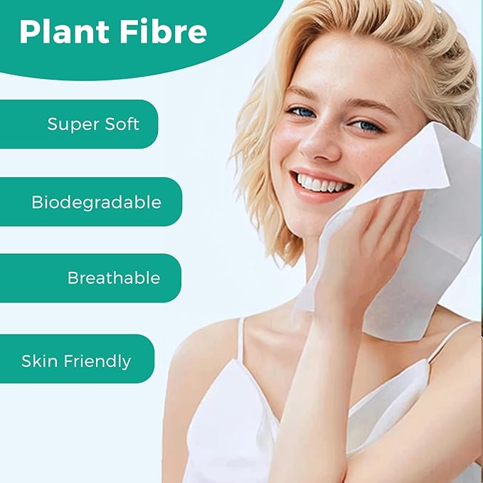 ONLYCARE Disposable Face Towel, Biodegradable Face Towels, 10" x 12" Super Thick Soft Facial Towels, 50 Count Towelettes Disposable for Sensitive Skin, Makeup Remover Dry Wipes, 1 Pack