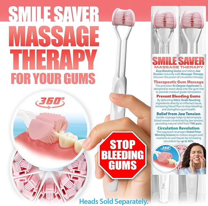 SMILE SAVER 360° Therapeutic Gum Massage for Bleeding Gums, Sensitivity, TMJ & Bruxism – Smile Anti-Aging: Spa Treatment for Your Smile – Morning Massage for Healthy Gums - Made in America