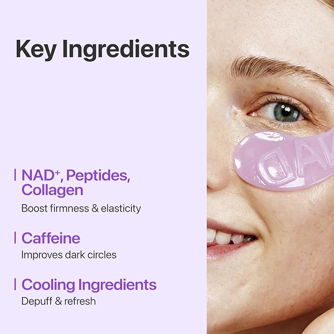 numbuzin No.9 Eye Patches, NAD+ Collagen Jelly Eye Masks with Peptides, Caffeine & Niacinamide, Cooling Under Eye Patches for Puffy Eyes & Eyebags, Skin Hydrated in Summer, 5 Pairs (10 Patches)