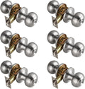 6 Pack Brushed Nickel Door Knobs Interior,Bath & Bed Privacy Door Knob, Keyless Door Lock Round Doorknobs