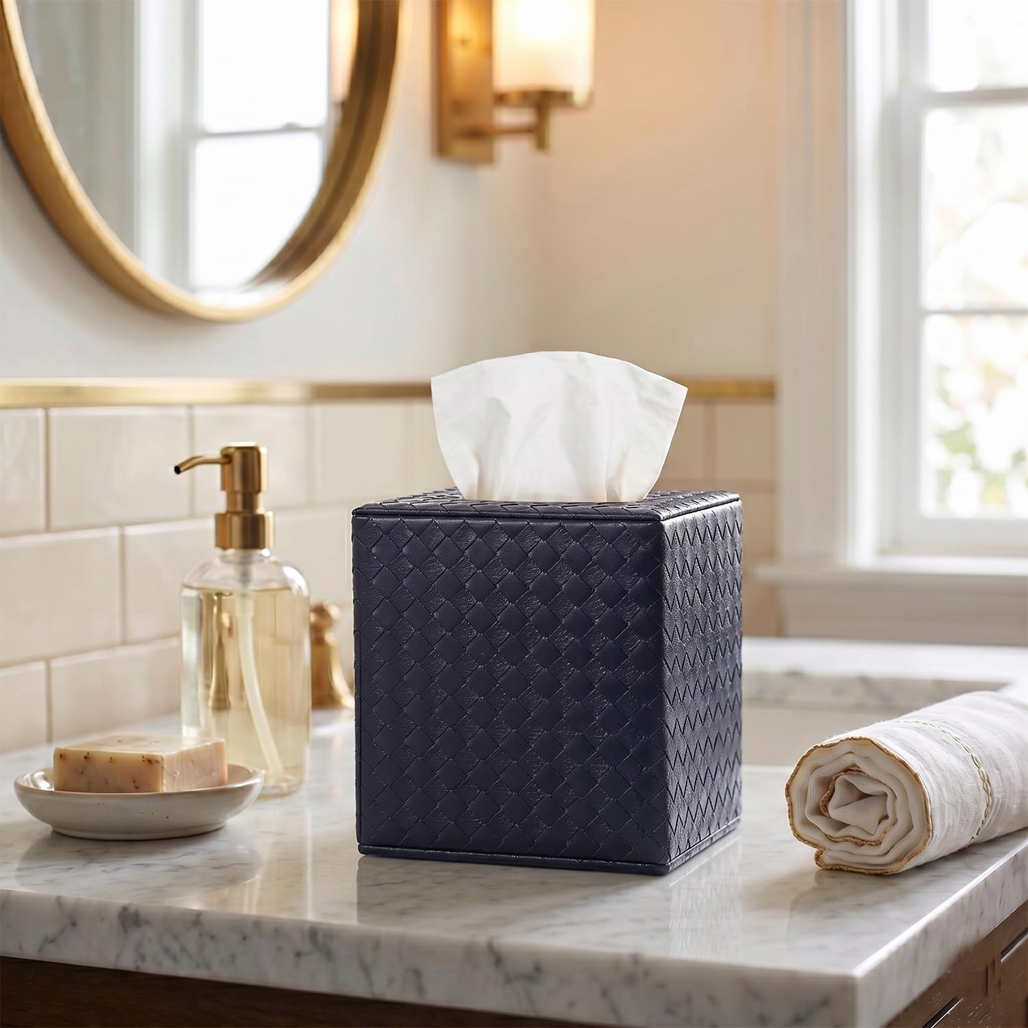 Black Tissue Box Cover, Square, Tissue Box Holders for Bathroom Accessories