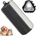 3-in-1 Triangular Dog Bath Brush for Dogs & Cats, Silicone Pet Grooming Brush with Deshedding Bristles, Massage Cones & Deep Cleaning Nubs, Black