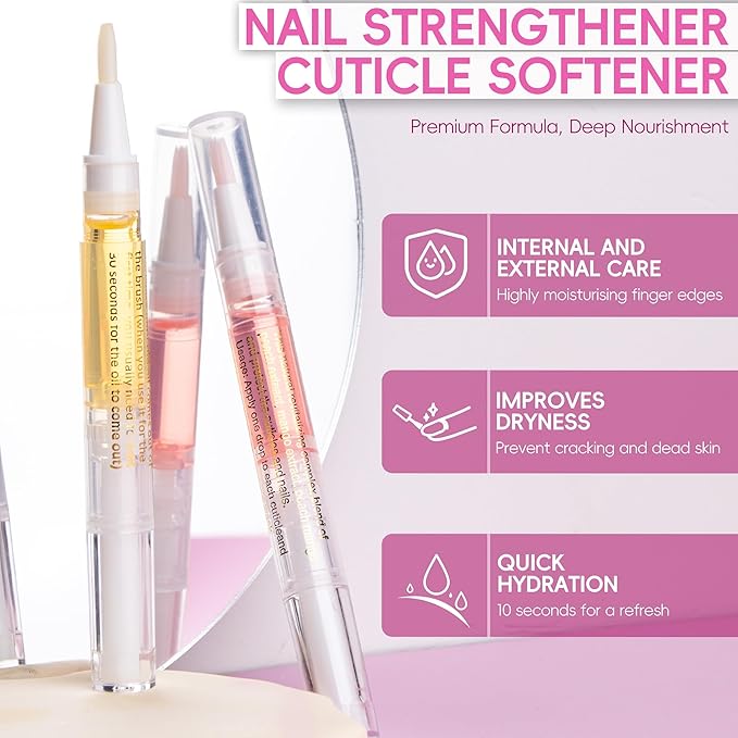Foncomy 2PCS Cuticle Oil Pen for Nails,Nail Oil Pen for Nail Care,Cuticle Oil for Nails with Nail File,Nail Oil Cuticle Prevent Dry Cracking and Hangnails,Deep Nourishment(Orange & Watermelon Flavor)