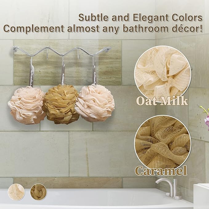 myHomeBody Large 70g Loofah Sponge, 2 Oat Milk + 1 Caramel, 3 Pack