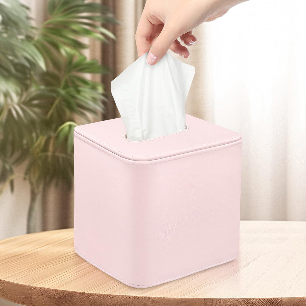 TNIIFXC Tissue Box Holder Square PU Leather Stylish Facial Tissue Box with Magnetic Closure Decorative Cube Tissue Box Cover for Bathroom Vanity Office