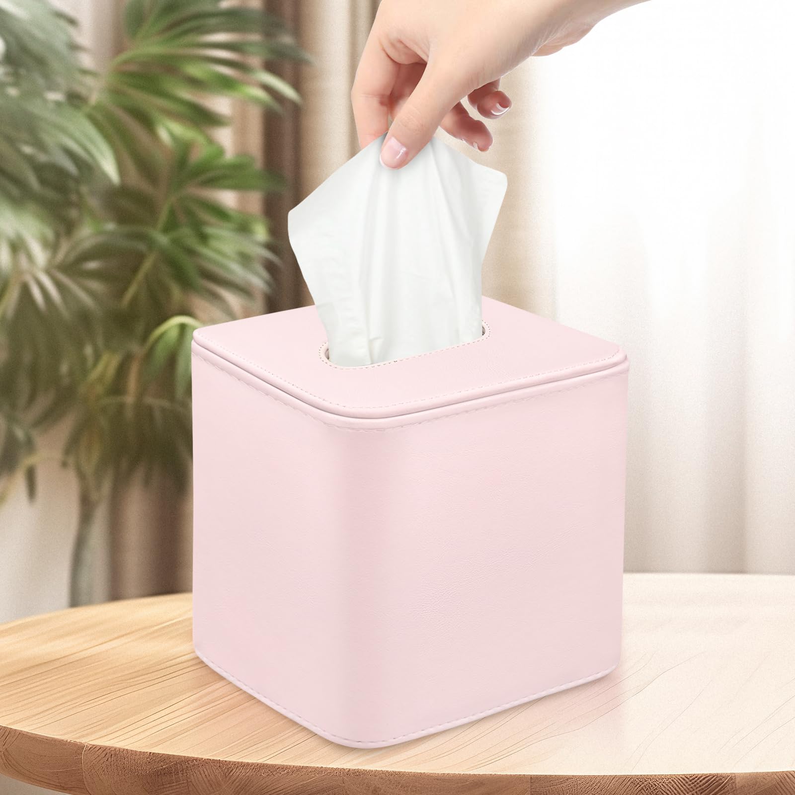 TNIIFXC Tissue Box Holder Square PU Leather Stylish Facial Tissue Box with Magnetic Closure Decorative Cube Tissue Box Cover for Bathroom Vanity Office